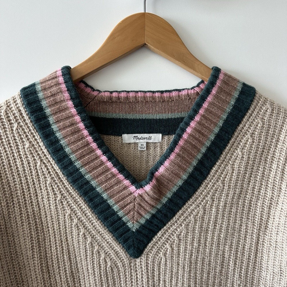 Madewell Tipped Forrest V-Neck Sweater Women's Size XS - Picture 5 of 10